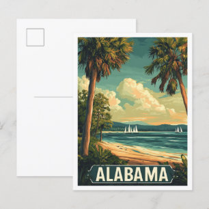 Alabama USA Vintag Illustration Travel Postkarte