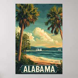 Alabama USA Vintage-Illustration Reise Poster