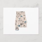 Alabama Vintag Picture Map Staat Chart Postkarte (Vorderseite)
