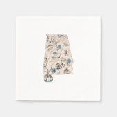 Alabama Vintag Picture Map Staat Chart Serviette (Vorderseite)