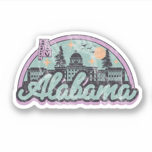 Alabama Vintag Retro Aufkleber (Vorderseite)