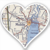Alabama Vintage Karte Aufkleber (Vorderseite)