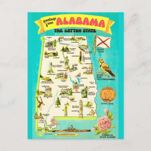 Alabama Vintage Postcard Postkarte (Vorderseite)