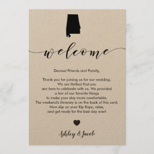 Alabama Wedding Welcome Letter & Itinerary Card Programm