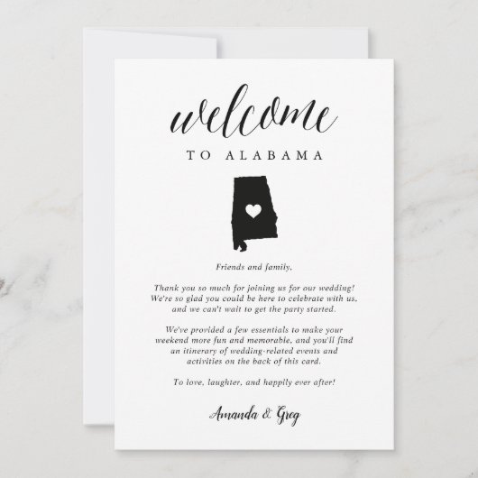 Alabama Wedding Welcome Letter & Tour (Vorderseite)