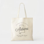 Alabama Wedding Welcome Tote Bag Tragetasche<br><div class="desc">Diese Tasche in Alabama ist der ideale Ort,  um Gäste aus der Stadt zu Ihrer Hochzeit zu empfangen! Packen Sie es mit lokalen Goodies für ein extra lustiges Willkommenspaket.</div>