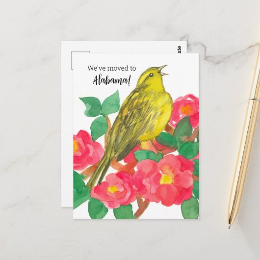 Alabama Yellowhammer Camellias Postkarte (Vorderseite/Rückseite Beispiel)