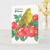 Alabama Yellowhammer Staat Bird Camellia Blume Karte (Gelbe Blume)