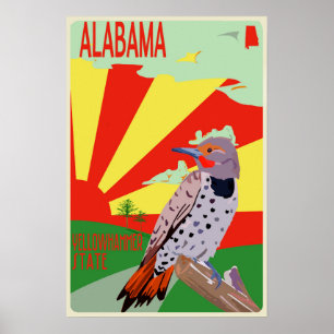 Alabama, Yellowhammer-Staat, Reiseplakat Poster