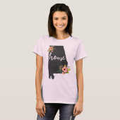 Alabama Zuhause Chalkboard Watercolor Blume Staate T-Shirt (Vorne ganz)