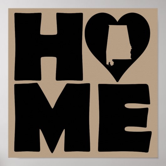 Alabama Zuhause Heart Staat Poster Sign (Vorne)