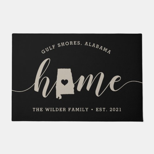 Alabama Zuhause Staat Personalisiert Fußmatte (Vorderseite)