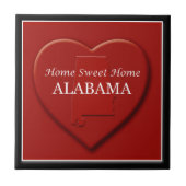 Alabama Zuhause Sweet Zuhause Heart Map Tile Fliese (Vorderseite)