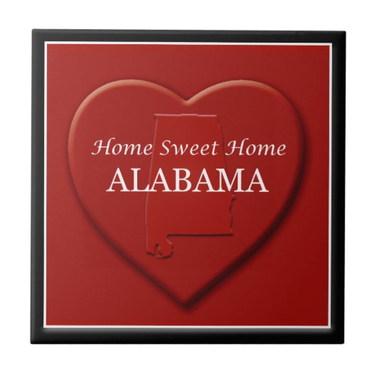 Alabama Zuhause Sweet Zuhause Heart Map Tile Fliese (Vorderseite)