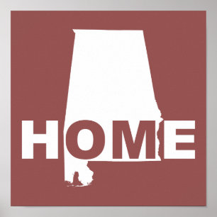 Alabama Zuhause weg von State Poster Zeichen