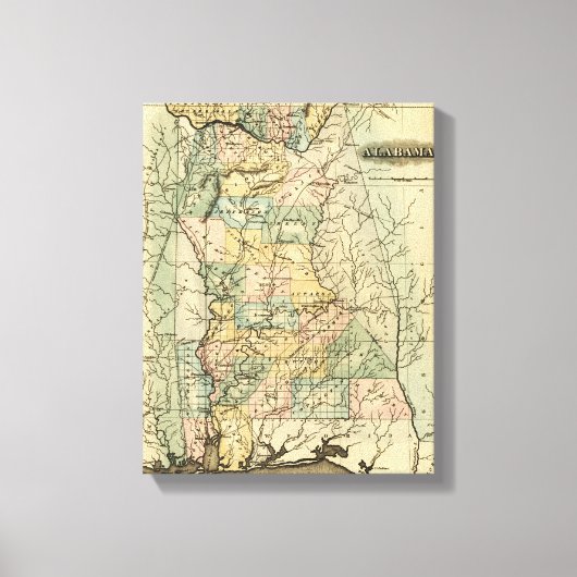 AlabamaPanorama Karte Alabama Leinwanddruck (Vorderseite)