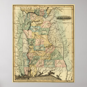 AlabamaPanorama Karte Alabama Poster