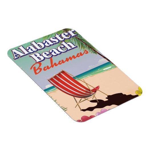Alabaster Beach Bahamas Reiseplakat Magnet (Rechte Seite)