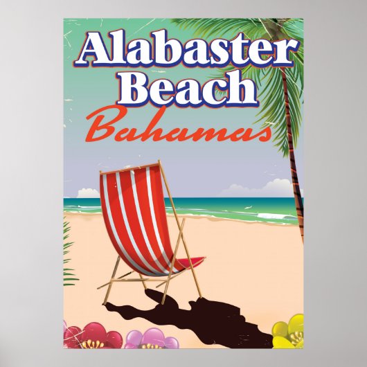 Alabaster Beach Bahamas Reiseplakat Poster (Vorne)
