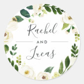 Alabaster | Botanische Wraath-Hochzeit Runder Aufkleber (Vorderseite)