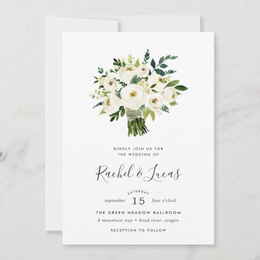 Alabaster Bouquet Wedding Einladung (Vorderseite)