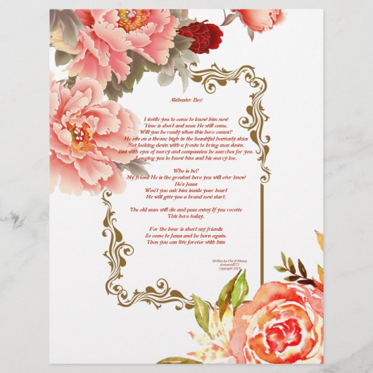 Alabaster Box Gedicht Personalisiertes Papier (Rückseite)