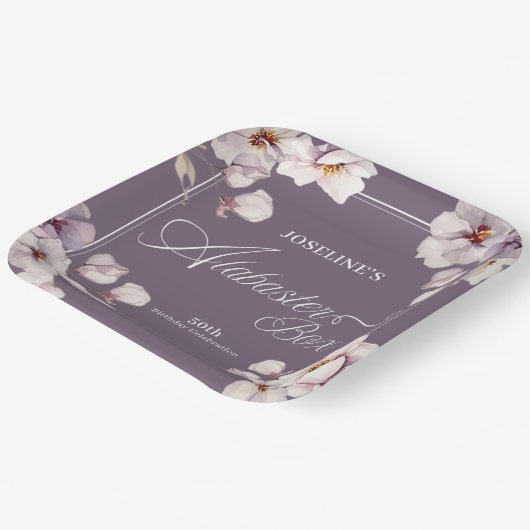 Alabaster Box Lila Geburtstag Pappteller (Gewinkelt)