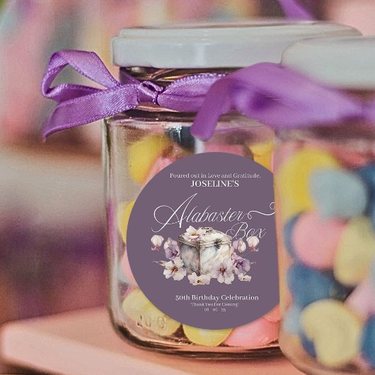 Alabaster Box Lila Geburtstag Runder Aufkleber