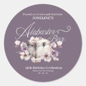 Alabaster Box Lila Geburtstag Runder Aufkleber (Vorderseite)