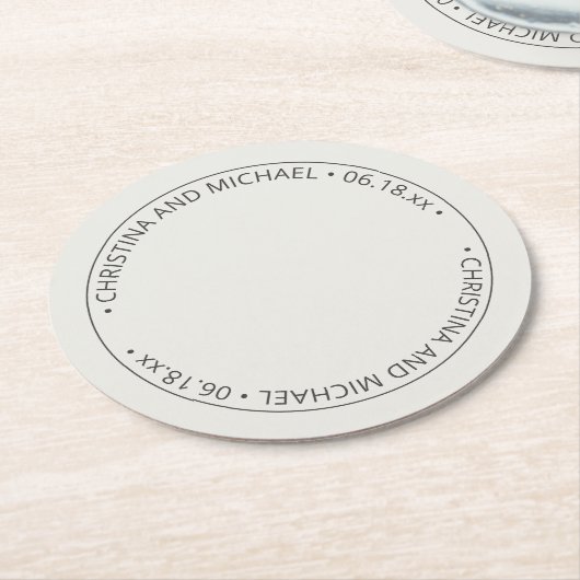 Alabaster ・ Einfache Hochzeit Runder Pappuntersetzer (Angewinkelt)