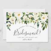 Alabaster Floral Be my Bridesmaid Card Einladung (Vorderseite)