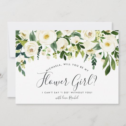 Alabaster Floral Be my Flower Girl Card Einladung (Vorderseite)
