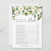 Alabaster Floral Double Brautparty Game Card Einladung (Vorderseite)