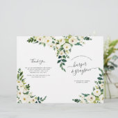 Alabaster Floral Folded Wedding Program (Stehend Vorderseite)