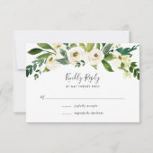 Alabaster Floral RSVP Card Karte (Vorderseite)