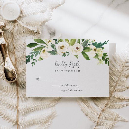 Alabaster Floral RSVP Card Karte