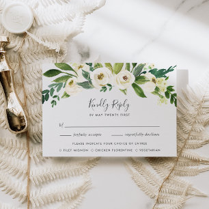 Alabaster Floral RSVP Card mit Wahlmöglichkeit Karte