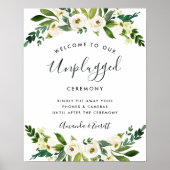 Alabaster Floral Unplugged Wedding Ceremony Sign Poster (Vorne)