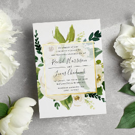 Alabaster Floral Wedding Gold Folieneinladung