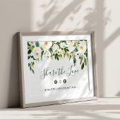 Alabaster Floral Wedding Hashtag Sign Poster