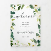 Alabaster Floral Wedding Welcome Letter Itinerary Dreifach-gefaltete Programmkarte (Cover)