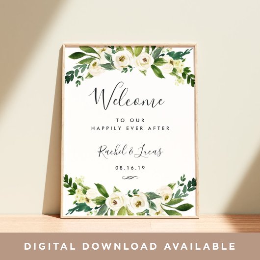 Alabaster Floral Wedding Welcome Poster