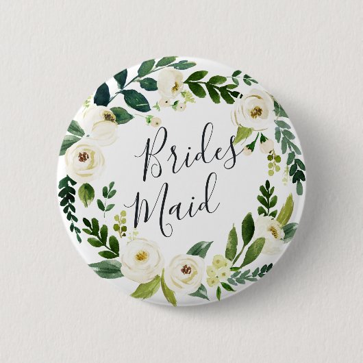Alabaster Floral Wreath Bridesmaid Button (Vorderseite)
