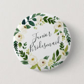 Alabaster Floral Wreath Junior Bridesmaid Button (Vorderseite)