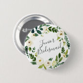 Alabaster Floral Wreath Junior Bridesmaid Button (Vorne & Hinten)