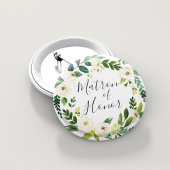 Alabaster Floral Wreath Matron of Honour Button