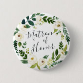 Alabaster Floral Wreath Matron of Honour Button (Vorderseite)