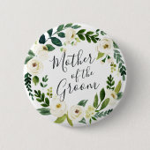 Alabaster Floral Wreath Mother of the Groom Button (Vorderseite)