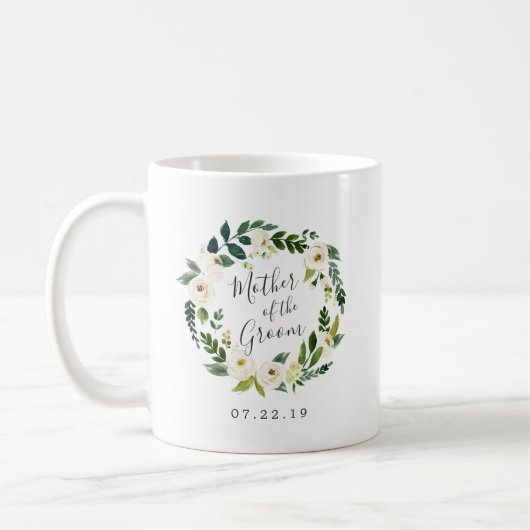 Alabaster Floral Wreath Mother of the Groom Kaffeetasse (Links)
