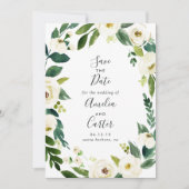 Alabaster Floral Wreath Save the Date Card (Vorderseite)